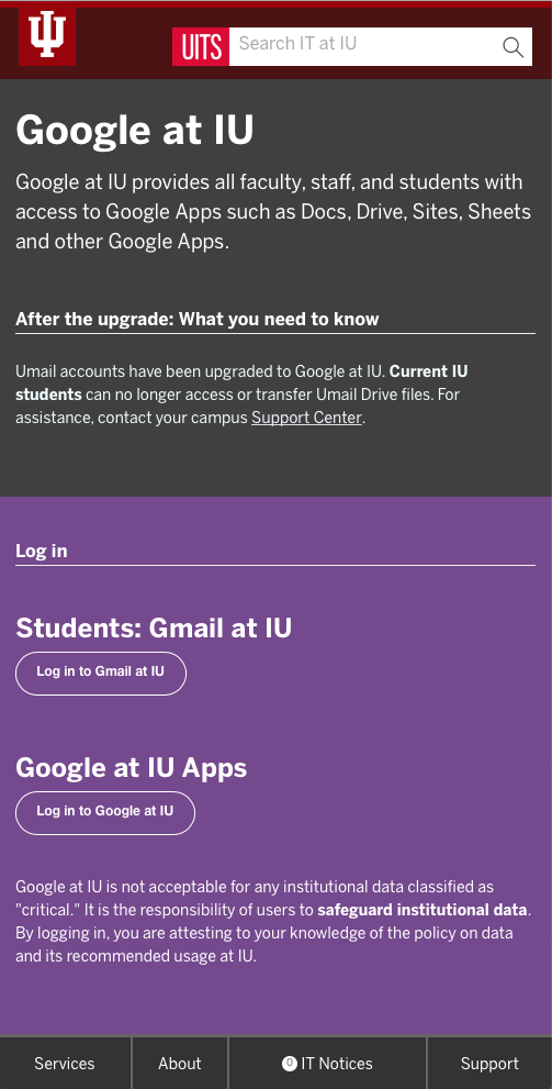 Google at IU All IU Campuses One.IU
